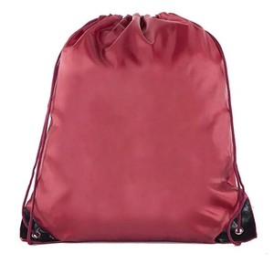 Pink <b>Drawstring</b> <b>Backpack</b> Plain Dyed Polyester Portable Sport Bag for Outdoor Use Wholesale Pack OEM Supplier - Product Image 2