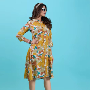 Robe midi unisexe décontractée pour femme, col rabattu, respirante, col en V, sans manches, écologique, ajourée, vente en gros - Product Image 1