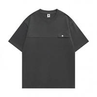 T-shirt décontracté pour homme en coton/fibre de bambou, coupe ajustée, tissu tricoté, motif brodé, motif uni, logo frontal, respirant, séchage rapide