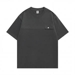 T-shirt décontracté pour homme 100% coton, tissu tricoté, design brodé, motif uni - Product Image 1