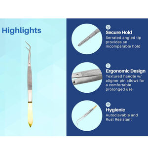 Pince dentaire à pointe dentelée incurvée, en acier inoxydable de qualité médicale, pour pansements en coton, instrument chirurgical à prise manuelle - Product Image 3