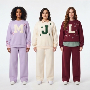 Women Oversized <b>Christmas</b> Sweatshirt and Wide Leg Sweatpants Set Soft Fleece Long Sleeve Pullover Matching Holiday Lounge Outfit - Product Image 4