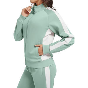 Ensemble de survêtement deux pièces pour femme en mélange coton-polyester, comprenant un sweat à capuche zippé et un pantalon de jogging à taille élastique, pour tenue décontractée et de détente - Product Image 5