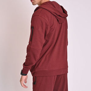 Mens Maroon Tracksuit Set Full <b>Zip</b> <b>Hooded</b> Sweatshirt Jogger Pants Casual Sportswear Athletic Hoodie and Sweatpants Matching Set - Product Image 2