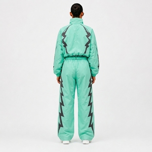 Nylon Black Athletic Sports Tracksuit <b>Set</b> with Full Zip Jacket and Pants for Fitness Training Running Gym Workout and Outdoor - Product Image 2