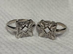 Cubic Zirconia Geometric Floral Adjustable <b>Toe</b> <b>Rings</b> for Women Set of 2 925 Silver <b>Rings</b> Pave Setting Minimalist Unisex - Product Image 3