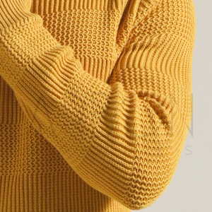 Pulls tricotés pour hommes, style moderne, texturés, faits à la main, de qualité supérieure, personnalisés, nouveau style, vêtements d'hiver 2026, couleur moutarde - Product Image 5