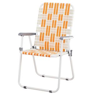 Ensemble de 2 chaises de plage pliantes orange et blanches à dossier en toile pour l'extérieur, la terrasse, le jardin, le camping, la pêche, le bord de la piscine, le barbecue - Product Image 3