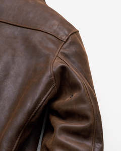 Veste bomber en cuir véritable marron pour homme, style décontracté, fermeture éclair, col rabattu, poches, vêtements d'automne - Product Image 3