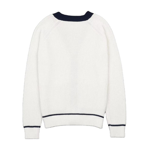 Suéter Cárdigan Universitario para Hombre y Mujer, Cárdigan Blanco de Punto, Color Sólido, Manga Larga, para Otoño, Corte Regular, Acrílico - Product Image 3
