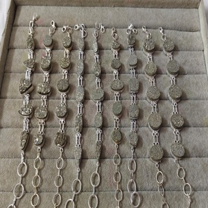 AAA-Grade Engraved <b>Love</b> Pyrite Gemstone Beads <b>Bracelet</b> Environmentally Friendly - Product Image 1