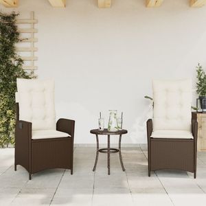 Set da bistrot in Poly Rattan marrone 3 pezzi con cuscini Set da giardino - Product Image 3