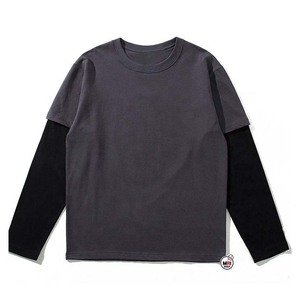 Camiseta Negra Oversize para Hombre con Estampado de Ansiedad Social, Manga Larga en Contraste, Estilo Urbano, Cuello Redondo, Jersey de Algodón, Camiseta de Manga Corta - Product Image 6