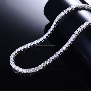 Elegant Cluster Link Tennis Necklace With Round Stone Set Beads Chic Luxe Statement <b>Chain</b> Jewelry For Women and <b>Men</b> Wholesale - Product Image 1