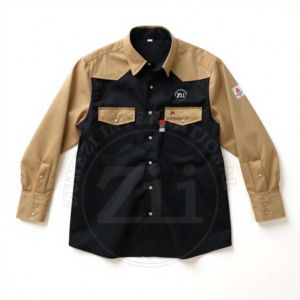 Camisas FR de seguridad negras y caqui de triple costura, populares y de alta calidad, con botones a presión, 100% algodón, conformes a la norma NFPA 2112. - Product Image 3