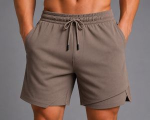 Pantalones Cortos Deportivos Casuales para Hombre, Ecológicos, de Lona Media, Color Sólido, Tejidos, con Cordón en la Cintura, Transpirables - Product Image 1