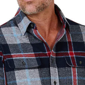 Best Selling Mens <b>Flannel</b> Shirt Wholesale Custom Logo Breathable Soft Cotton Plaid Long Sleeve - Product Image 2