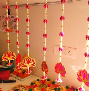 Conjunto de Adornos Colgantes de Cuentas de Loto Hechos a Mano en Jaipur, Tradicionales, de 10 y 20 Pulgadas, Decoración Festiva para Puerta, Decoración para Bodas - Product Image 3