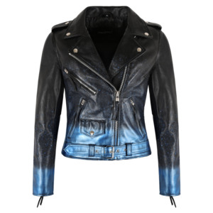Custom 100% Genuine Napa Leather BRANDO Ladies Shiny <b>Sparkle</b> Gothic Leather Biker <b>Jacket</b> <b>Women</b>’s Waxed Moto Punk Fashion <b>Jacket</b> - Product Image 1