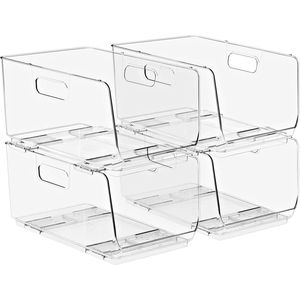 Clear Stackable Acrylic <b>Storage</b> Bins <b>Open</b> Front Pantry Organizers for <b>Storage</b> Cabinet Organizers - Product Image 1