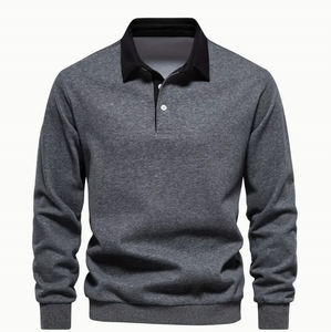 Jersey de manga larga de mezcla de algodón Retro para hombre, Jersey informal transpirable de talla grande para primavera y otoño - Product Image 3