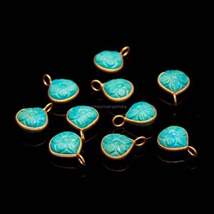 Pendentif Fleur Bleu Turquoise AAA en Argent Sterling 925, Pierre Précieuse Sculptée à la Main, Pendentif Cœur pour Fabrication de Bijoux, Vente en Gros, 12MM - Product Image 2