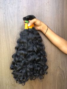 Cabello Humano Natural Rizado Negro Azabache 100% Virgen Sin Procesar de Templo Indio para Exportación a Granel - Product Image 5
