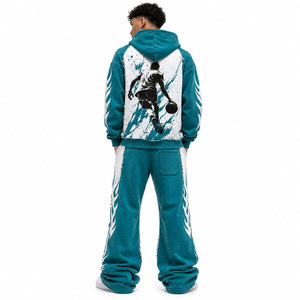 Conjunto Deportivo Unisex con Capucha, Color Marrón Crema, Estampado de Personaje de Diablo, Estilo Urbano, Cierre Frontal Completo con Cremallera, Bolsillos Laterales, Ropa de Otoño - Product Image 6