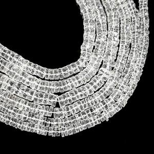 Cuentas facetadas de cuarzo cristalino natural de 6 a 7 mm, cuentas de cuarzo transparente en forma de neumático para la fabricación de joyería, cuentas de cristal. - Product Image 1