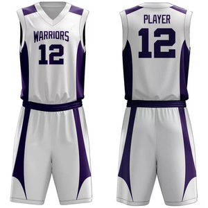 Ensemble d'uniformes de basketball personnalisables pour hommes, manches courtes, col en V, imprimé par sublimation, taille élastique, respirant, vente en gros - Product Image 4