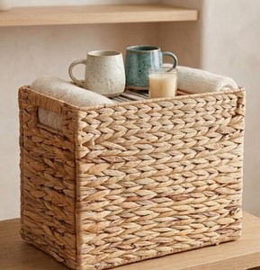 Foldable Handmade Natural Water Hyacinth Woven <b>Storage</b> <b>Basket</b> Rustic <b>Rectangular</b> Organizer, Large Multipurpose Use <b>Basket</b> - Product Image 4