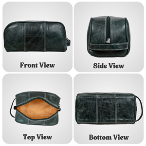 Sac de voyage de grande capacité en cuir véritable unisexe avec logo personnalisé, fermeture éclair, poignée souple, durable, tendance, imperméable, pour maquillage et toilette - Product Image 5