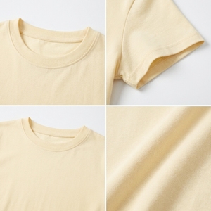 <b>Women's</b> <b>Cream</b> Crew Neck Short Sleeve Fitted Crop Top Solid Color 100% Cotton Summer <b>T</b>-<b>Shirt</b> Breathable Plain Dyed Style - Product Image 4