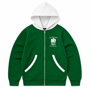Sudadera con capucha y cremallera completa para mujer Iota Phi Lambda, color marrón claro con contraste, manga larga, letras griegas bordadas, estilo casual - Product Image 3