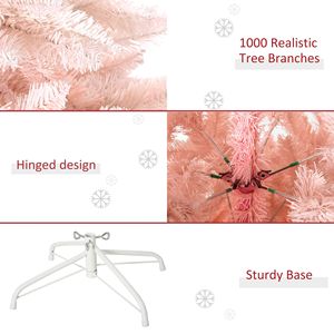 Albero di Natale a Matita Rosa da 2,1 m con Supporto in Metallo, Albero di Natale Artificiale ad Apertura Automatica per Decorazioni Natalizie Domestiche - Product Image 6