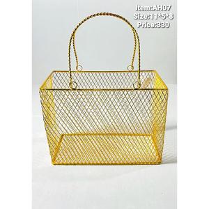 Golden Metal <b>Wire</b> <b>Basket</b> With Handle DI07 11x5x8cm Fashionable Handmade Storage <b>Basket</b> Customizable Luxury Gift Hamper <b>Baskets</b> - Product Image 1