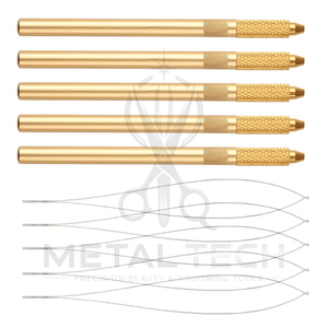 Gold Hair Extension Wire Loop <b>Threader</b> Kit Holder Handle <b>Needle</b> Accessories Set for Micro Rings Beads Extension Application - Product Image 3