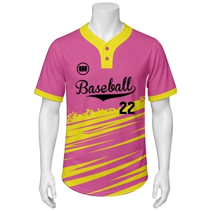 Custom Baseball Uniform Jerseys 100% Polyester Quick Dry Eco-Friendly Breathable V-neck Half Sleeve Sublimation Printed Teamwear - Product Image 2