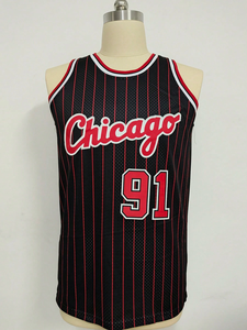 Chicago Black <b>Red</b> <b>Mesh</b> Basketball Jersey - Product Image 4