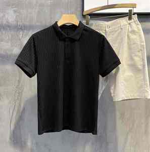 เสื้อโปโลผู้ชายลายทางถัก แขนสั้น ทรงปกติ สไตล์ลำลอง สีเทา - Product Image 2