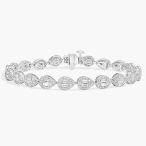 Women's Luxury Diamond <b>Bracelet</b> with 4 CTW Baguette and Round Cut Lab-Grown Diamonds in White Gold - Product Image 1