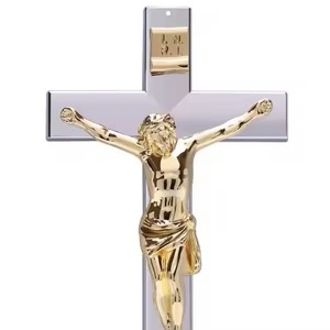 Croix Crucifix Dorée au Design Martelé, Croix Traditionnelle en Laiton à Suspendre au Mur pour Décoration Intérieure du Salon - Product Image 6