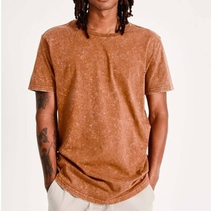 Camisetas de Hombre 100% Algodón de Alta Calidad, Camisetas de Manga Corta de Color Puro, Camisetas Tejidas con Lavado Ácido para Hombre - Product Image 1