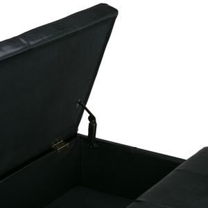 Mesa de centro Dover Square Midnight Black con almacenamiento, taburete y otomana elegantes, juego de taburete y otomana - Product Image 2