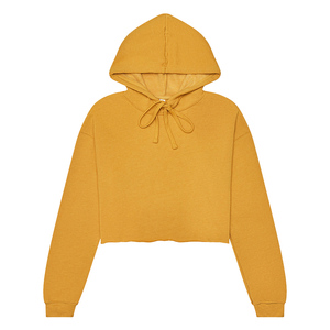 Sweat-shirt à capuche court pour femme grande taille, manches longues, couleur unie, hiver, décontracté, avec cordon de serrage, vente en gros ODM/OEM - Product Image 1
