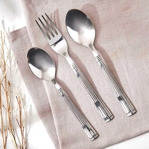 Silver Teaspoons With Textured Handles <b>Classic</b> Style Cutlery Set - Product Image 3