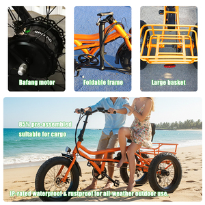 Tricycle électrique 20 pouces avec moteur 500W, pneus larges, trois roues, tricycle électrique <span class=keywords><strong>cargo</strong></span> pour adultes avec panier, vélo électrique à 3 roues - Product Image 3