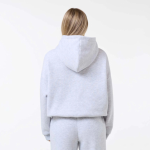 Sweat à capuche d'hiver pour femme, délavé à l'acide, uni, 100 % coton, écologique, respirant, coupe ample longue - Product Image 5