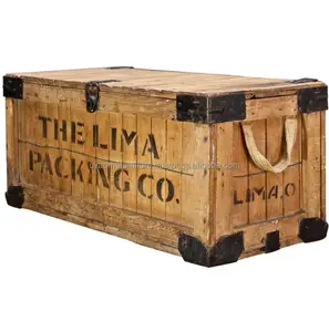 Boîtes de coffre en bois décor industriel avec étiquette personnalisée Antique fait à la main en gros