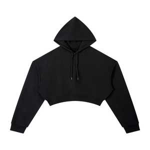 Sudadera con capucha corta esencial para mujer, de mezcla de algodón, con hombros caídos, estilo oversize y holgado, estilo streetwear estético - Product Image 3